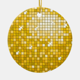 Disco Tiles (Guld), prydnadsföremål runt Julgransprydnad Keramik