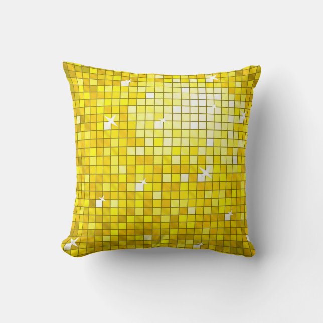 Disco Tiles Gult dekorativ kudde kvadrat (Framsida)