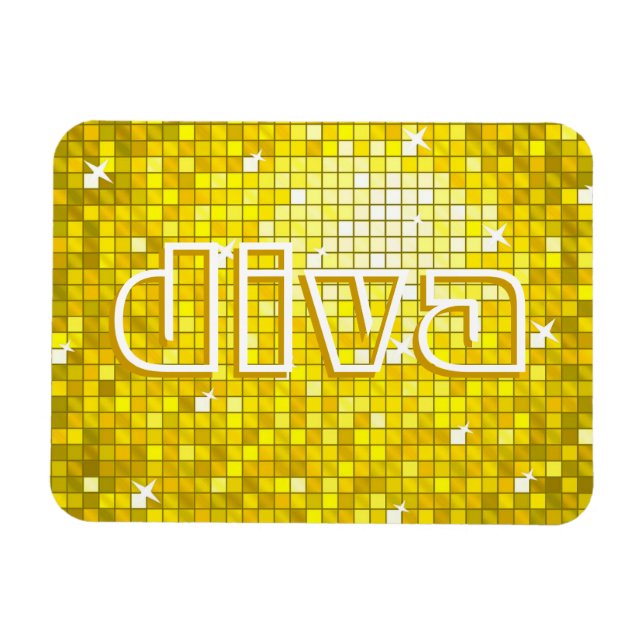 Disco Tiles Gult 'diva'-premiummagnet Magnet (Horisontell)