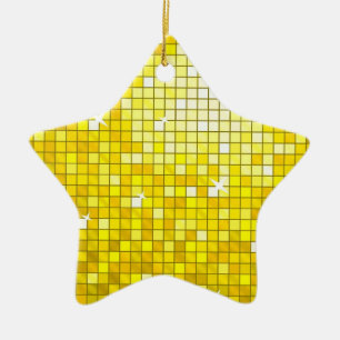 Disco-Tiles Gult, prydnadsstjärna Julgransprydnad Keramik