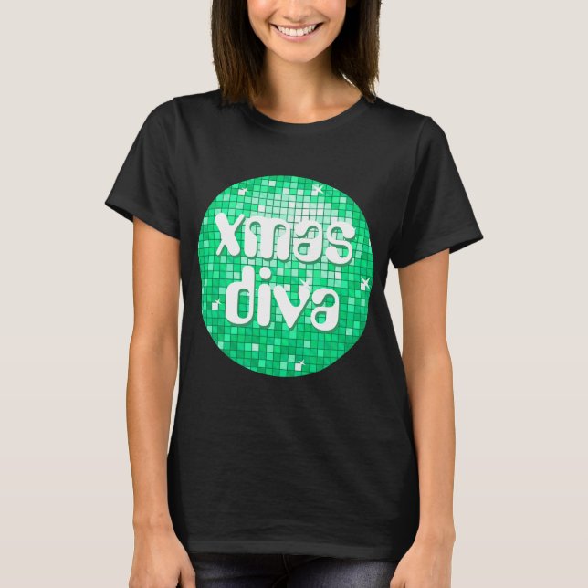 Disco Tiles Jade 'julafton diva' t-shirt black bla (Framsida)