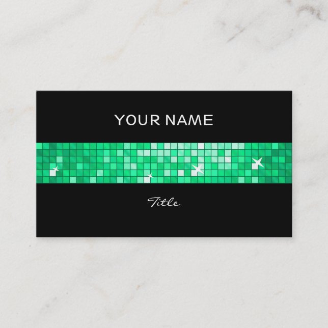 Disco Tiles Jade rand svart bakåt Visitkort (Framsida)
