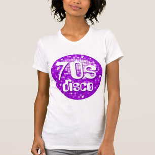 Disco Tiles Lila 1970-talet Disco dam framställer T-shirt