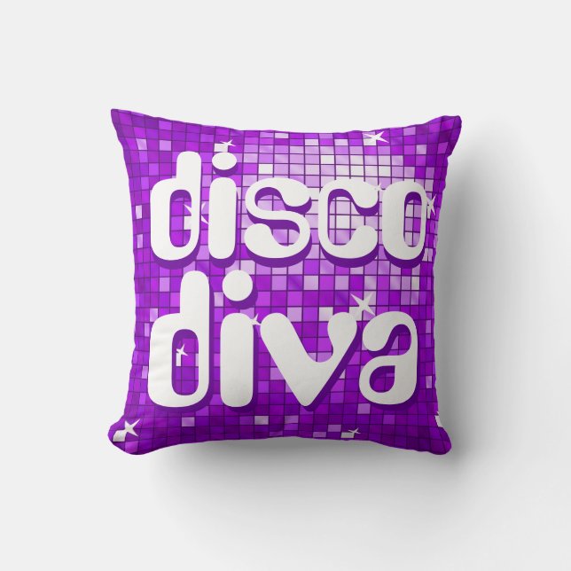Disco Tiles Lila 'disco diva' dekorativ kudde (Framsida)