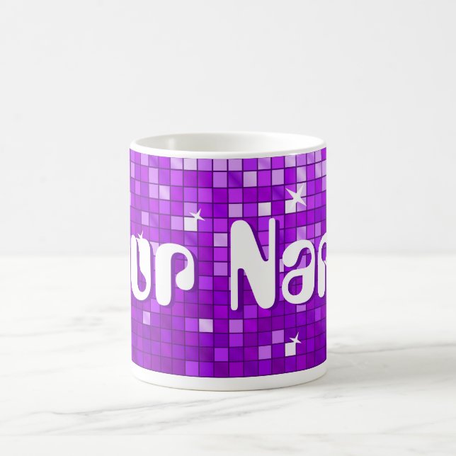 Disco Tiles Lila 'Ditt namn' mugg (Center)