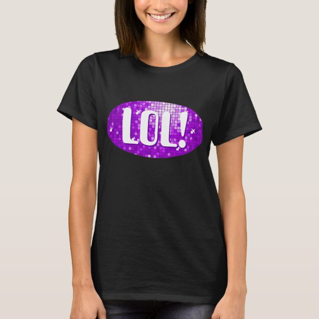 Disco Tiles Lila "LOL!" t-shirt svart (Framsida)