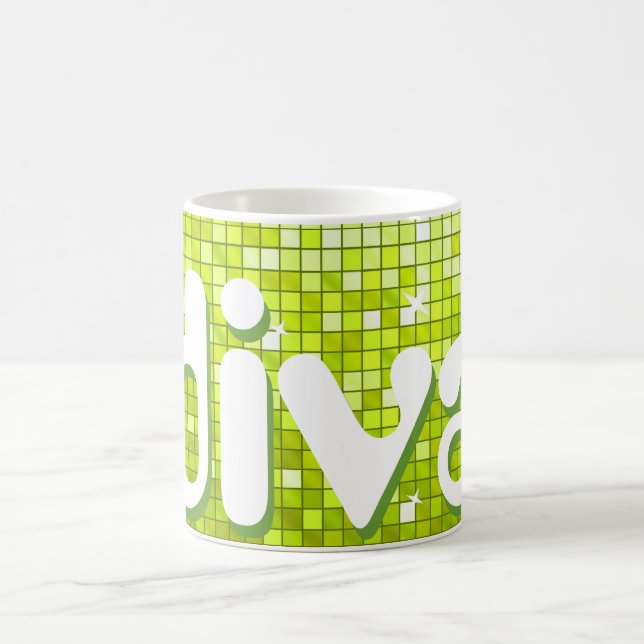 Disco Tiles Lime 'diva' mugg (Center)