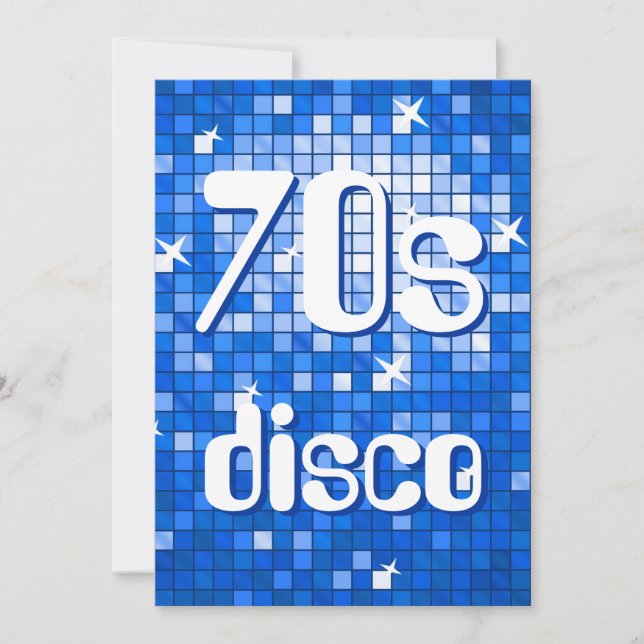 Disco Tiles Mörk blått 70s Disco-inbjudan Inbjudningar (Framsida)