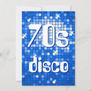 Disco Tiles Mörk blått 70s Disco-inbjudan Inbjudningar