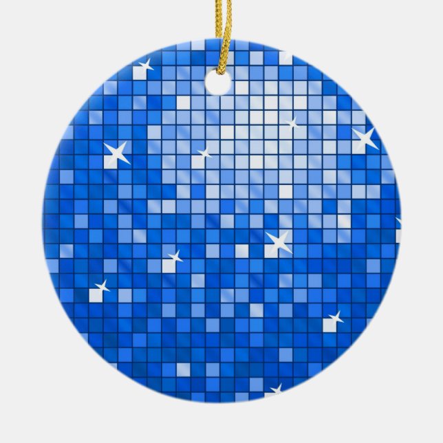 Disco Tiles Mörk blått prydnadsrunda Julgransprydnad Keramik (Framsidan)
