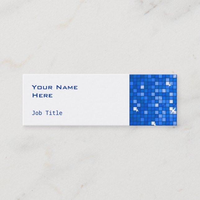 Disco Tiles Mörk blått smala vit Mini Visitkort (Framsida)