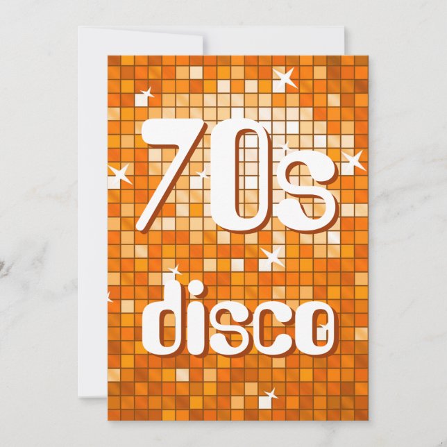 Disco Tiles Orange 70s Disco-inbjudan Inbjudningar (Framsida)