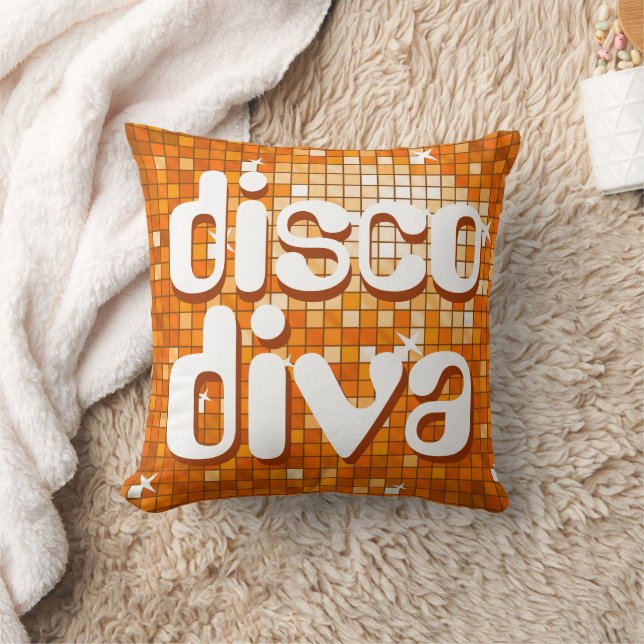 Disco Tiles Orange 'disco diva' dekorativ kudde (Filt)