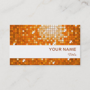 Disco Tiles, Orange, vitt rand Visitkort