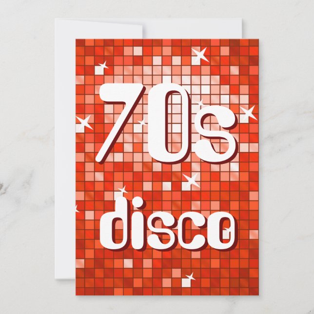 Disco Tiles Red 70s Disco-inbjudan Inbjudningar (Framsida)