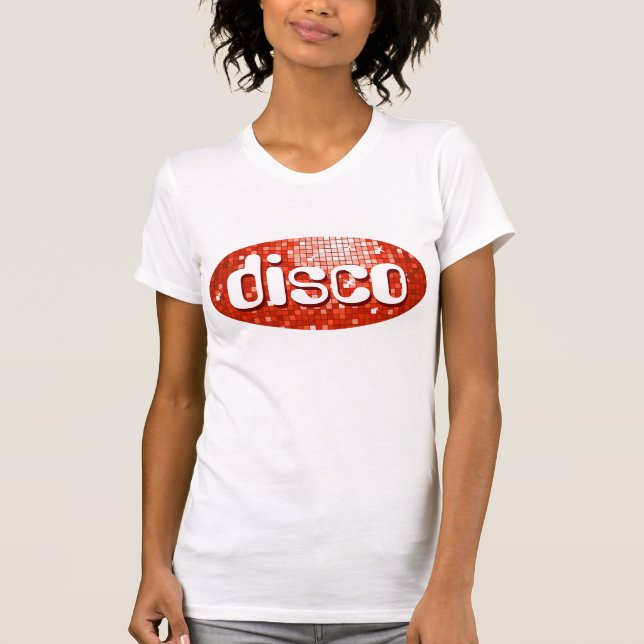 Disco Tiles Red 'disco' dam petite white Tee Shirt (Framsida)
