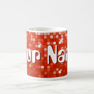 Disco Tiles Red 'Ditt namn' mugg