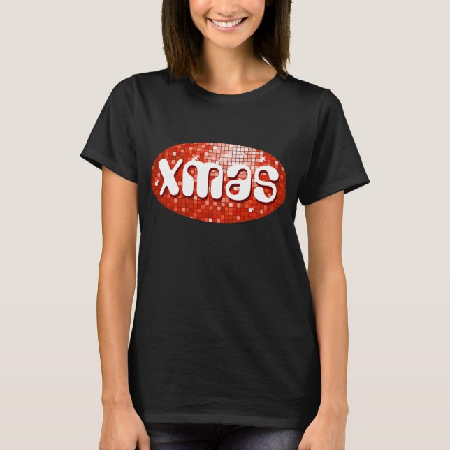 Disco Tiles Red "julafton Women's t-shirt black bl (Framsida)