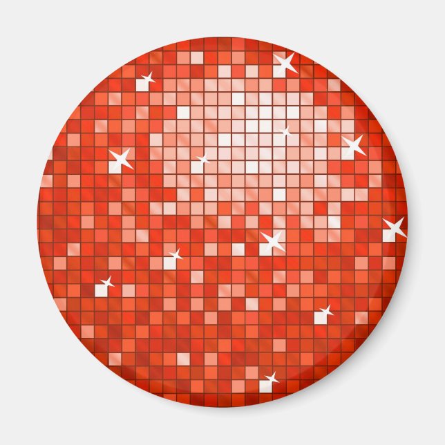 Disco Tiles Red-kylskåp, runda Magnet (Framsidan)