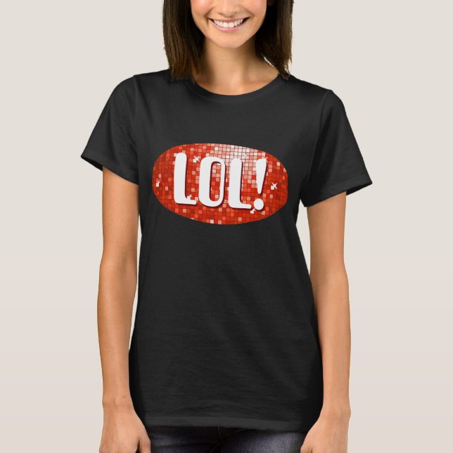 Disco Tiles Red 'LOL!' t-shirt svart (Framsida)