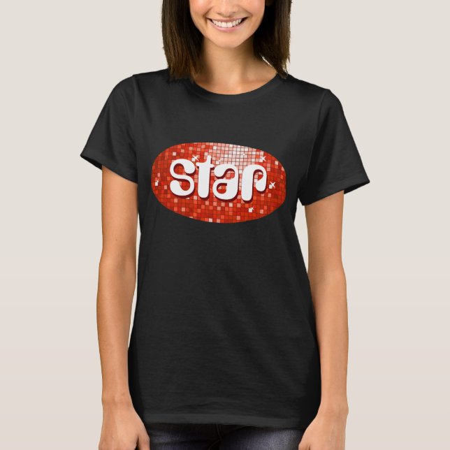 Disco Tiles Red 'star' t-shirt black (Framsida)