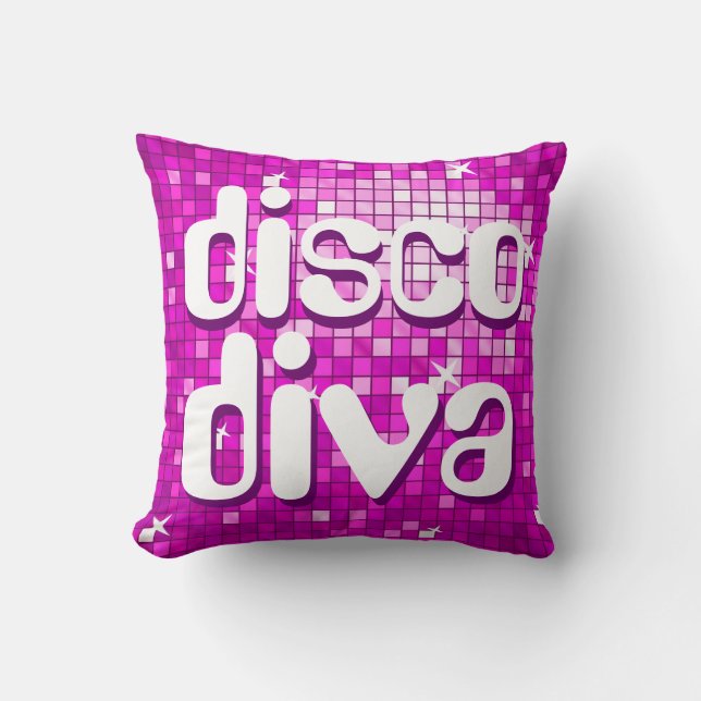 Disco Tiles Rosa 'disco diva' dekorativ kudde (Framsida)