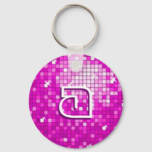 Disco Tiles Rosa 'monogram'-nyckelkedjerunda Nyckelring