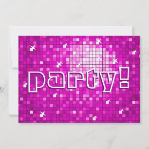 Disco Tiles Rosa "party!" inbjudan! Inbjudningar