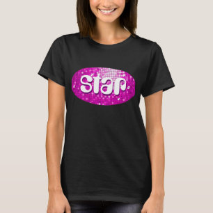 Disco Tiles Rosa 'star', kvinnors t-shirt svart