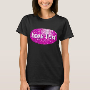 Disco Tiles Rosa 'Your Text' Oal dam black Tee