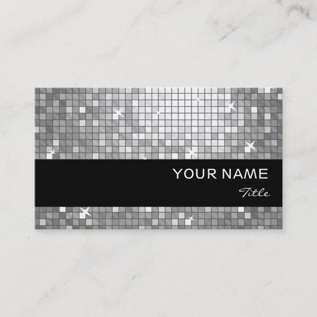 Disco Tiles "Silver" affärskort Black rand Visitkort (Framsida)