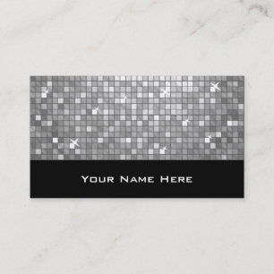 Disco Tiles (Silver), svart affärskort Visitkort