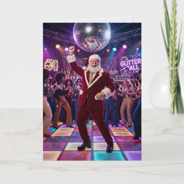 Disco Tomte 1970-tal Retro Jul Kort (Framsida)