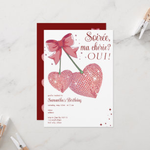 Disco Trendig Coquette Cherry Sweet Födelsedagsfes Inbjudningar