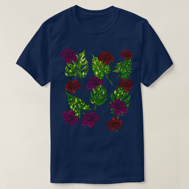 Disco Tropical Monstera Deliciosa grönt löv och r T Shirt (Design framsida)