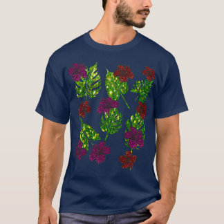 Disco Tropical Monstera Deliciosa grönt löv och r T Shirt