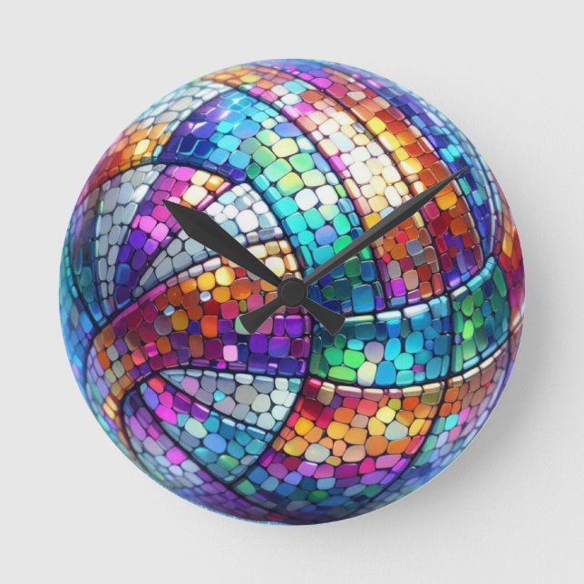 Disco Volleyball Round Wall Clock Rund Klocka (Framsida)