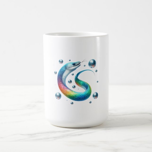 Disco Wave Eel – Rainbow Watercolor Dance Spiral Kaffemugg (Center)