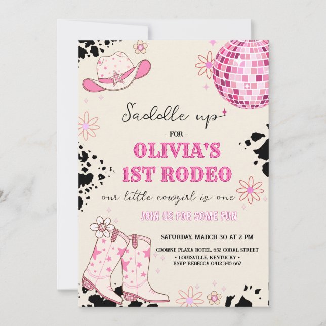 Disco Western första födelsedag Inbjudningar (Framsida)