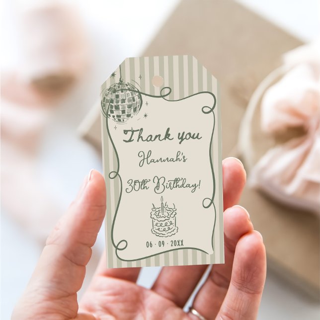 Disco Whimsical Hand plockade Funky 30års födelsed Presentetikett (Skapare uppladdad)