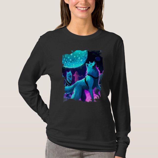 Disco Wolf Vargar Dansar Rave T Shirt (Framsida)