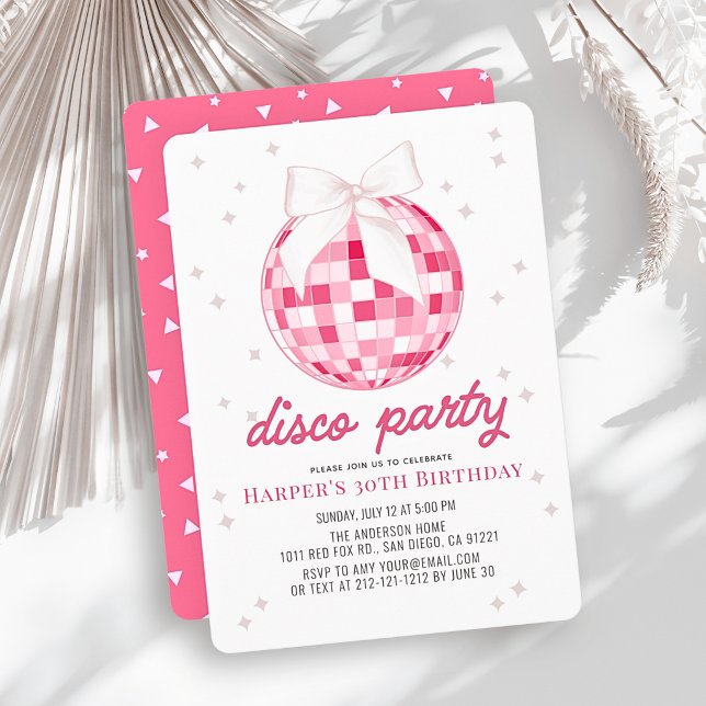 Discofest rosa diskoboll slinga födelsedag inbjudningar (Skapare uppladdad)