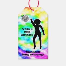 Discofest T-shirt med Tie Dye för vuxna Födelsedag Presentetikett