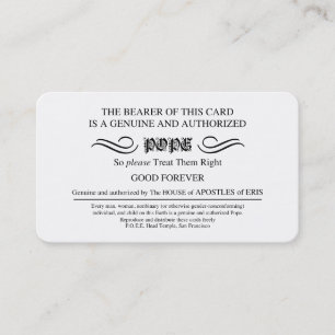 Discordian Pope Cards Visitkort