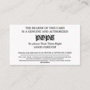 Discordian Pope Cards Visitkort
