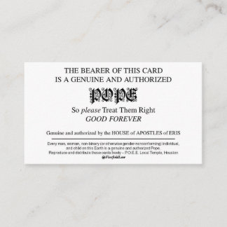 Discordian Pope Cards Visitkort