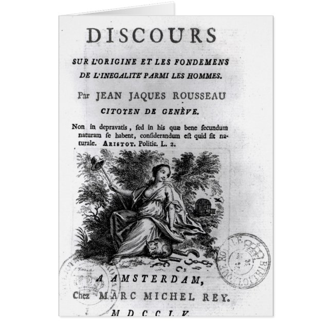 'Discours l'Origine et les Fondements Hälsningskort (Framsidan)