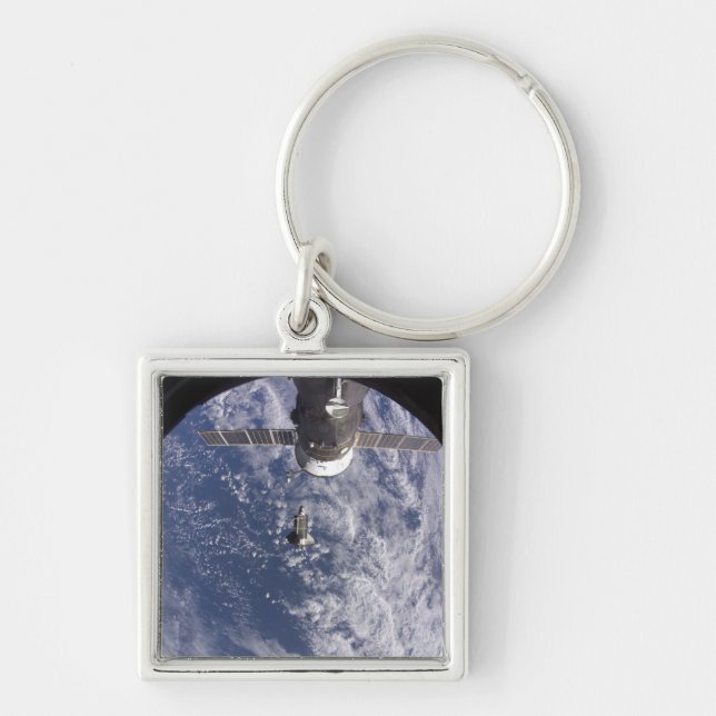 Discovery 11 för utrymmesskyttel fyrkantig silverfärgad nyckelring (Framsidan)