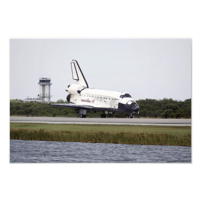 Discovery för rymdfärder på banan fototryck (Framsidan)