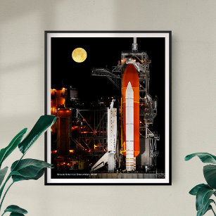 Discovery for Space Shuttle and Full Moon, utökat Poster